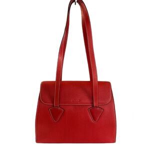 Loewe Red Textured Leather Shoulder Tote Bag Vintage Spain Authentic Luxury